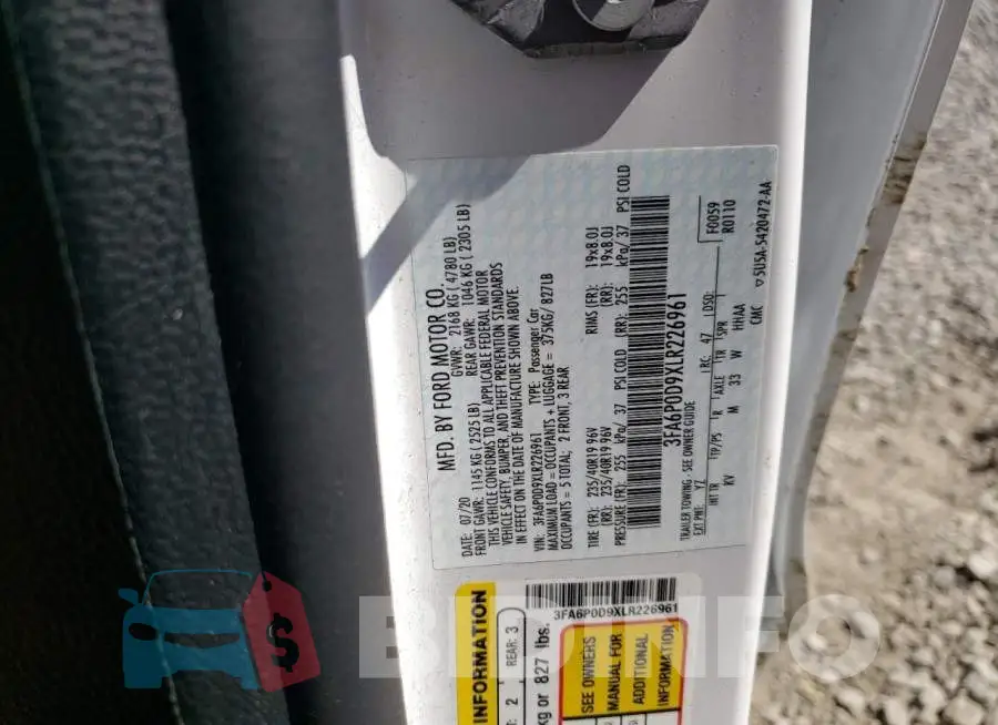 3FA6P0D9XLR226961 Photo# 12