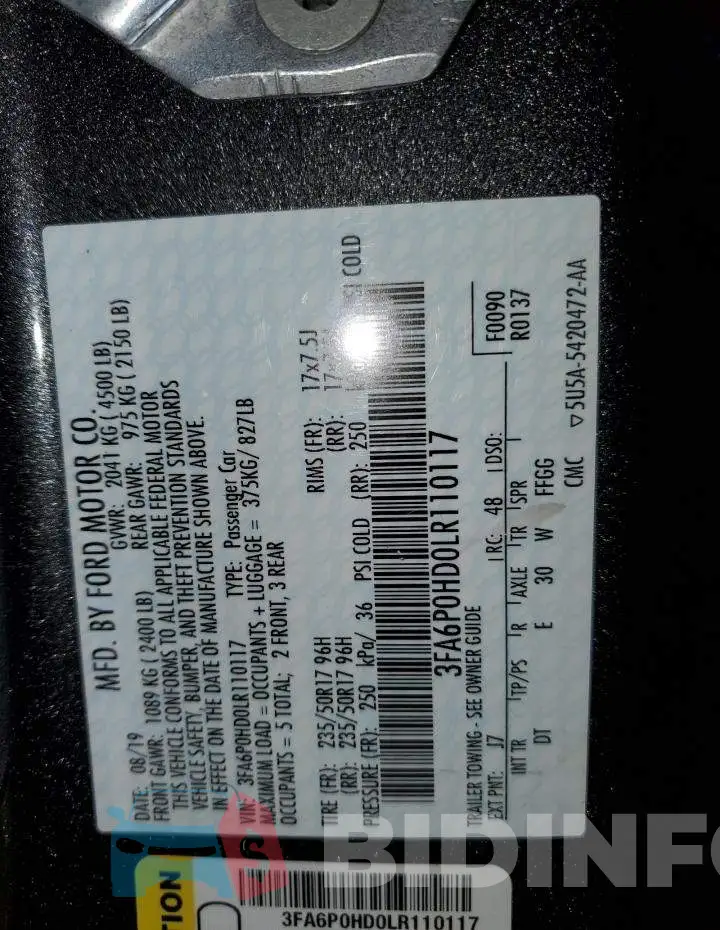 3FA6P0HD0LR110117 Photo# 12