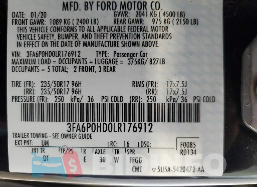 3FA6P0HD0LR176912 Photo# 12
