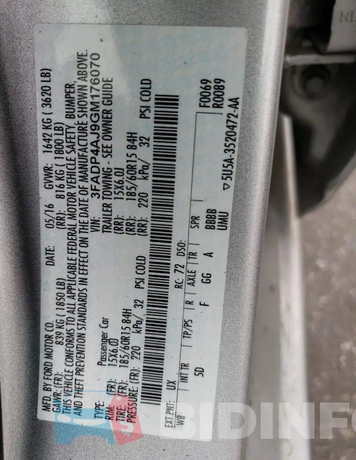 3FADP4AJ9GM176070 Photo# 12
