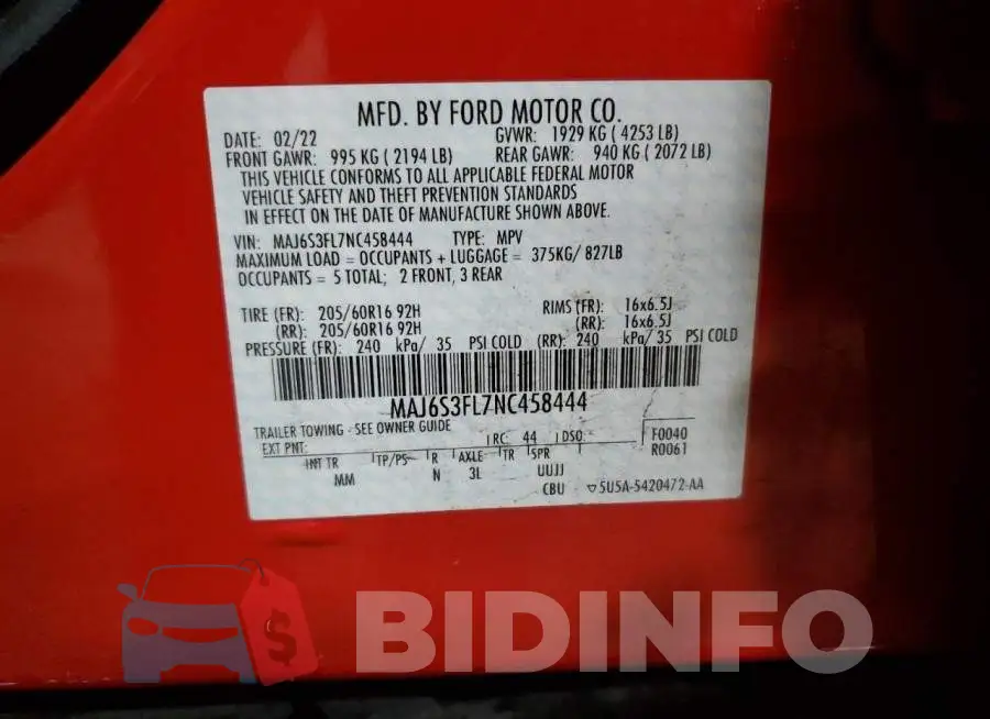 MAJ6S3FL7NC458444 Photo# 14