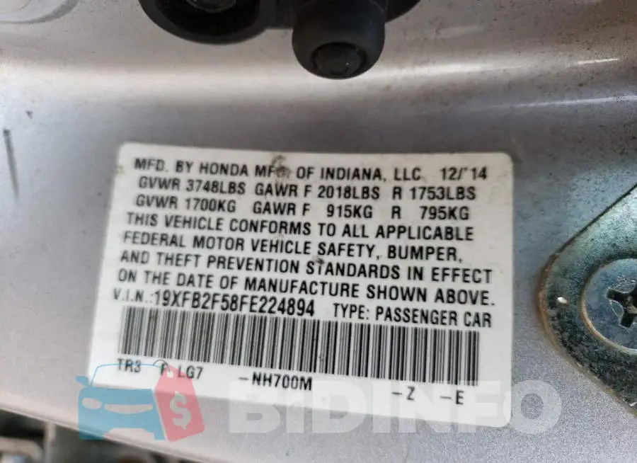 19XFB2F58FE224894 Photo# 12