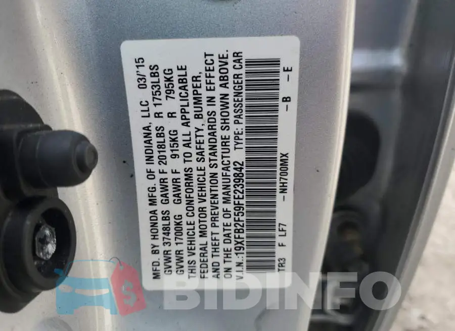 19XFB2F59FE239842 Photo# 13
