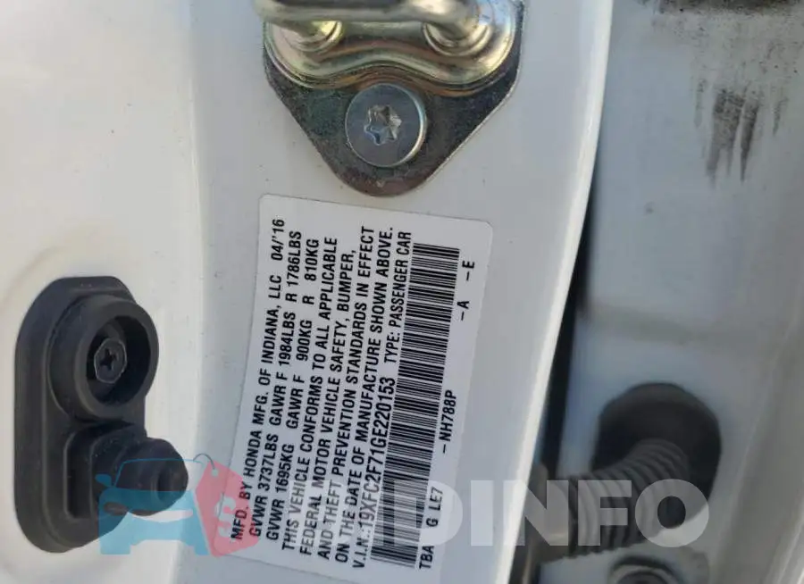 19XFC2F71GE220153 Photo# 12