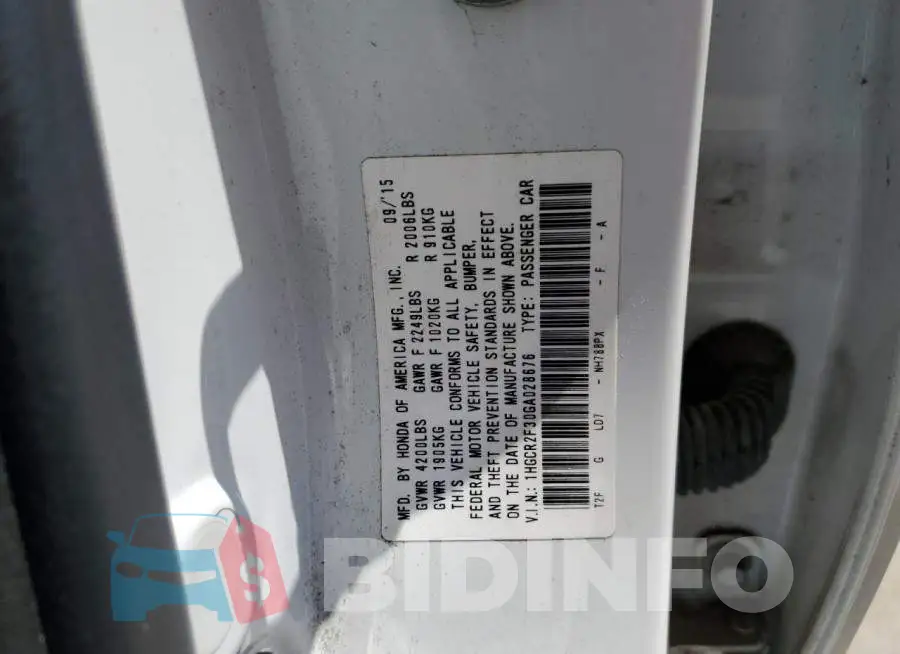 1HGCR2F30GA028676 Photo# 12