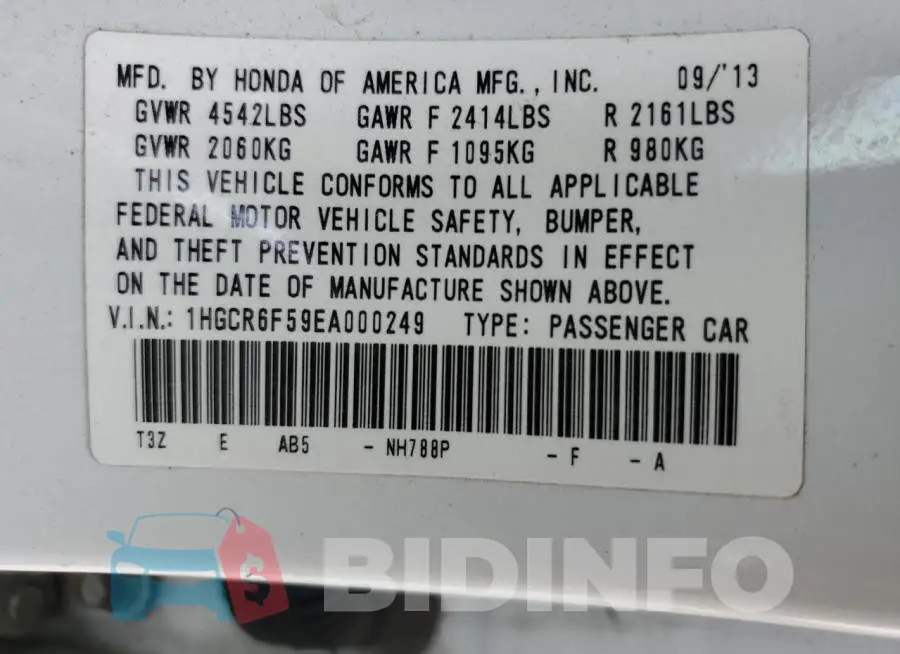 1HGCR6F59EA000249 Photo# 12