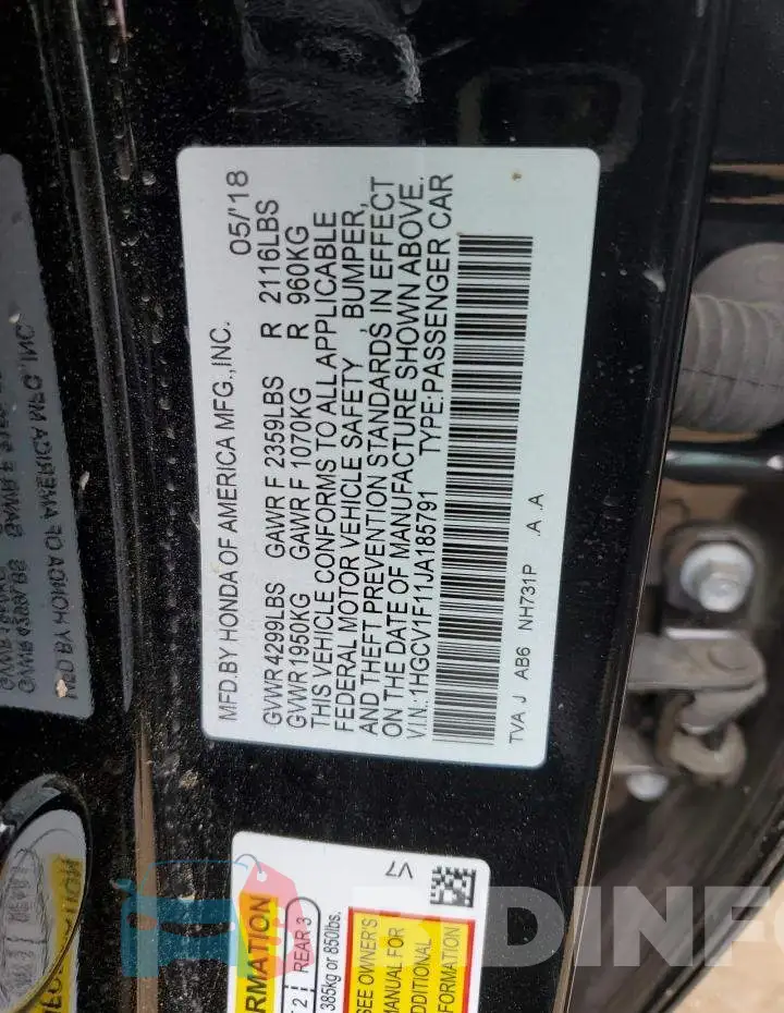 1HGCV1F11JA185791 Photo# 12