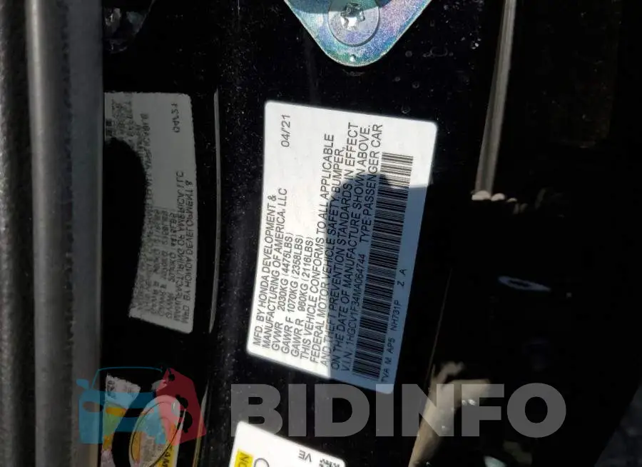 1HGCV1F34MA064744 Photo# 12
