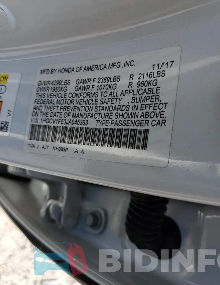 1HGCV1F50JA045363 Photo# 12