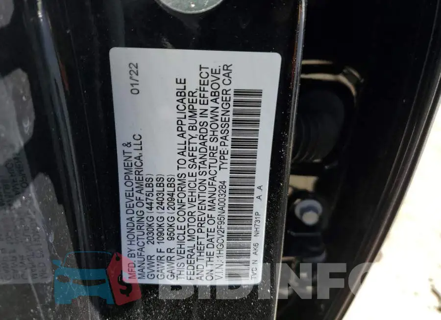1HGCV2F95NA003284 Photo# 13