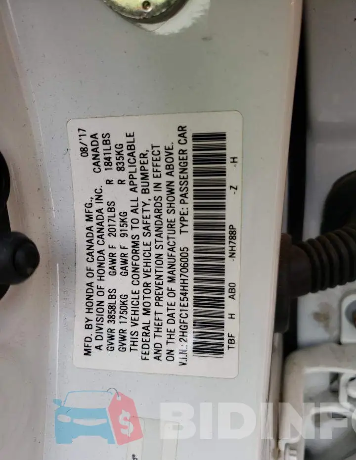 2HGFC1E54HH706005 Photo# 13