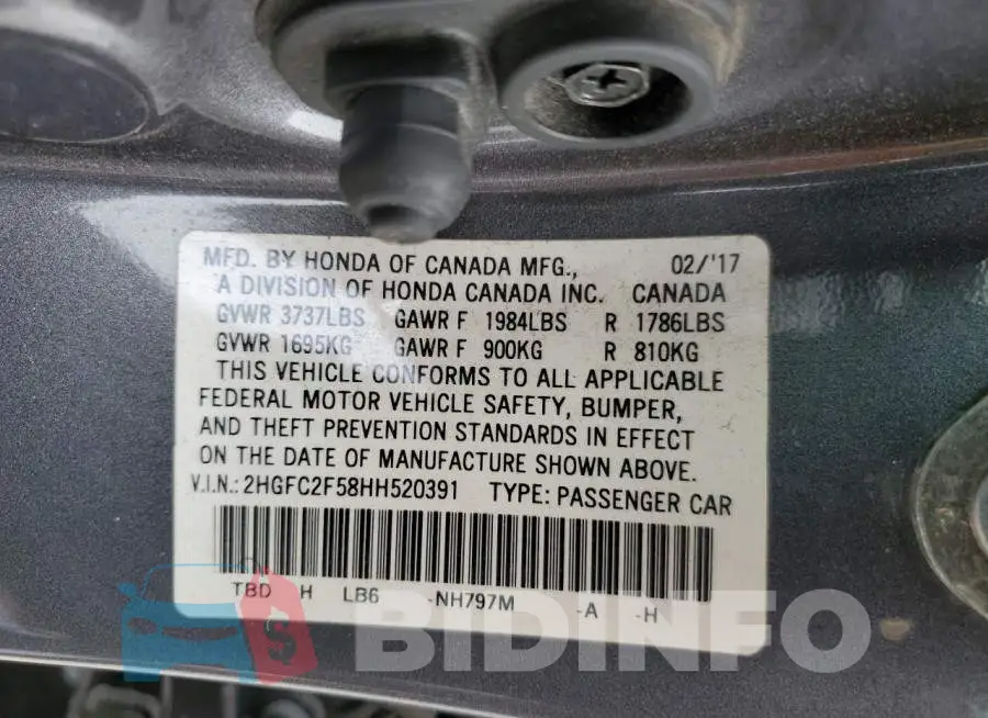 2HGFC2F58HH520391 Photo# 12