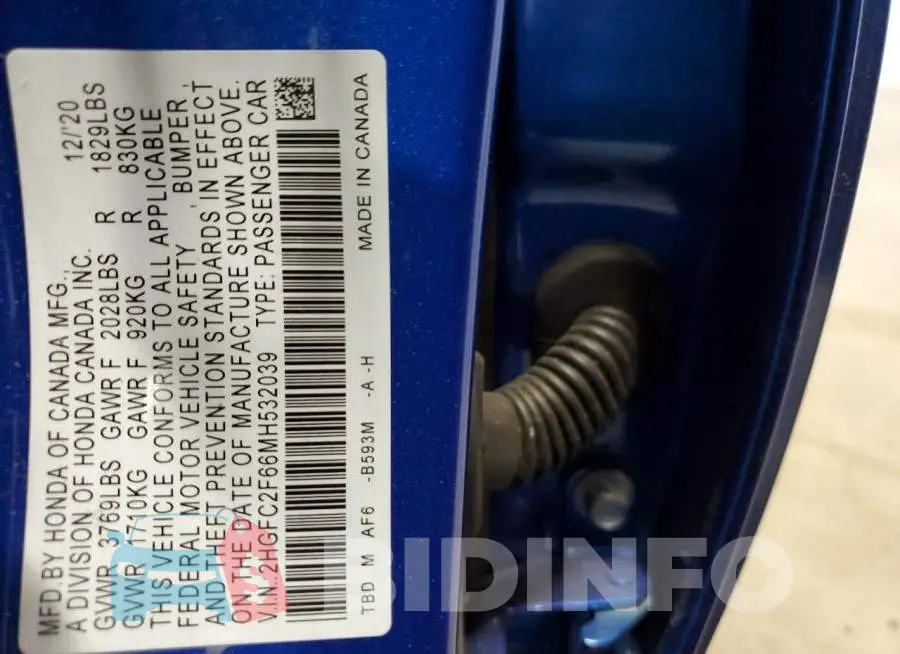 2HGFC2F66MH532039 Photo# 12
