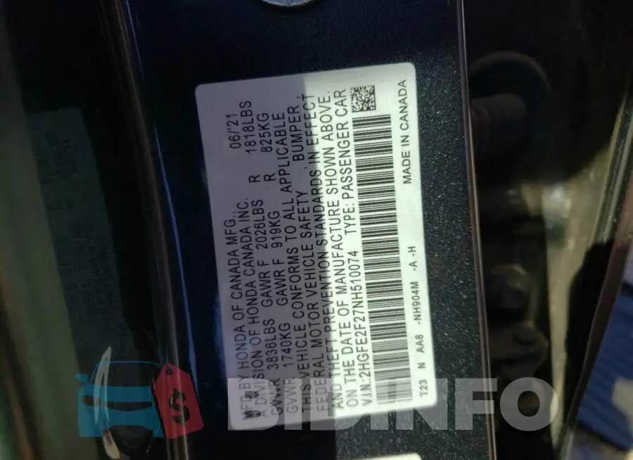 2HGFE2F27NH510074 Photo# 12