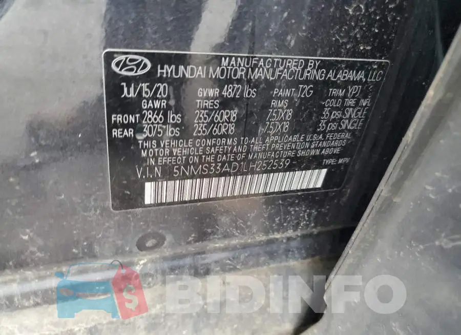 5NMS33AD1LH252539 Photo# 13