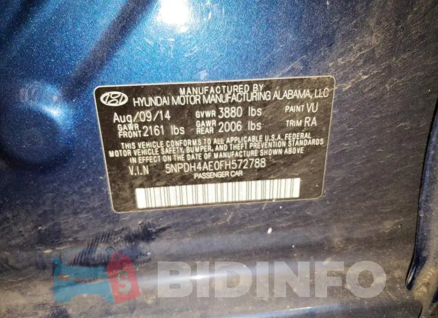 5NPDH4AE0FH572788 Photo# 12