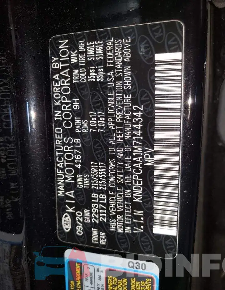 KNDEPCAA1M7144342 Photo# 12