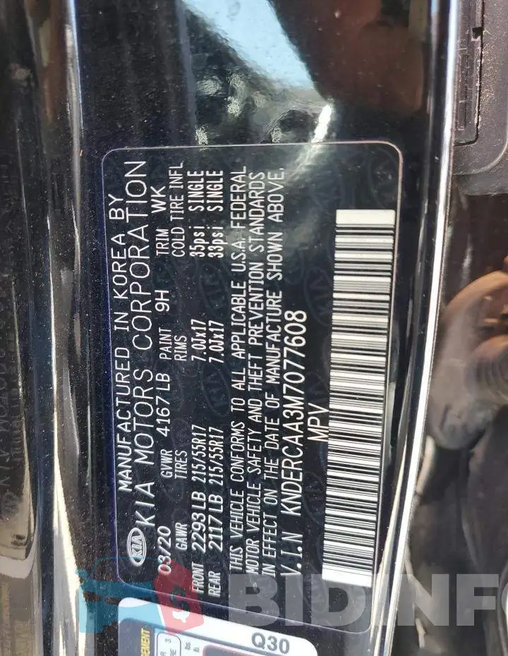 KNDERCAA3M7077608 Photo# 13