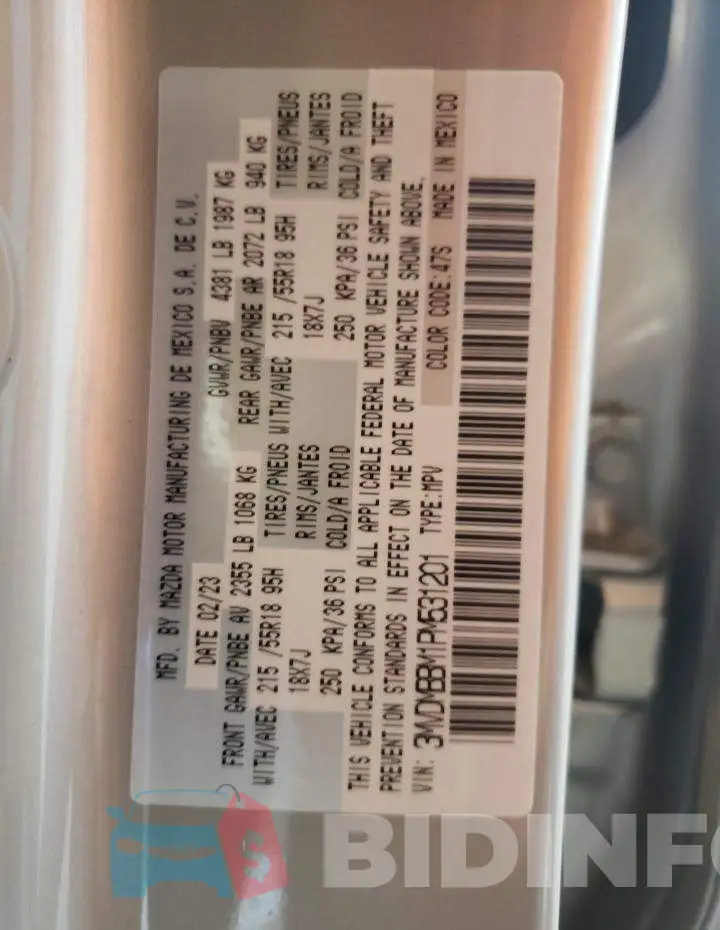 3MVDMBBM1PM531201 Photo# 14