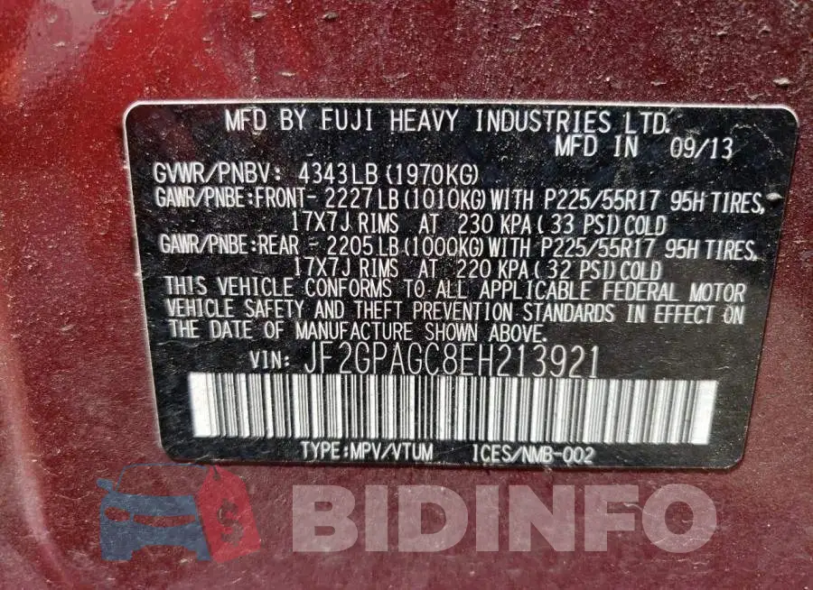 JF2GPAGC8EH213921 Photo# 13