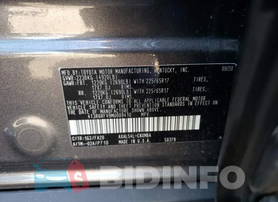 4T3R6RFV9MU009410 Photo# 13