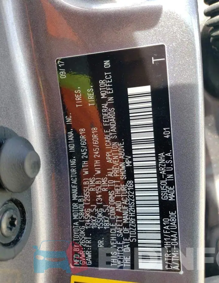 5TDZZRFH2HS232168 Photo# 14