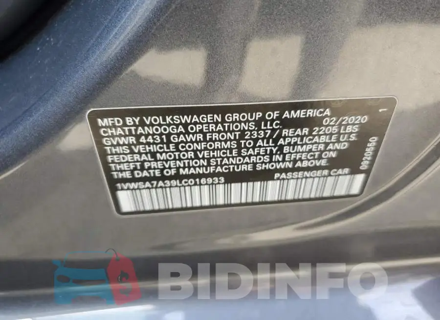 1VWSA7A39LC016933 Photo# 12