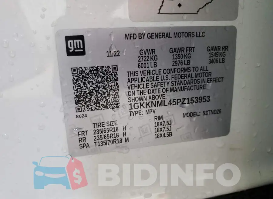 1GKKNML45PZ153953 Photo# 14