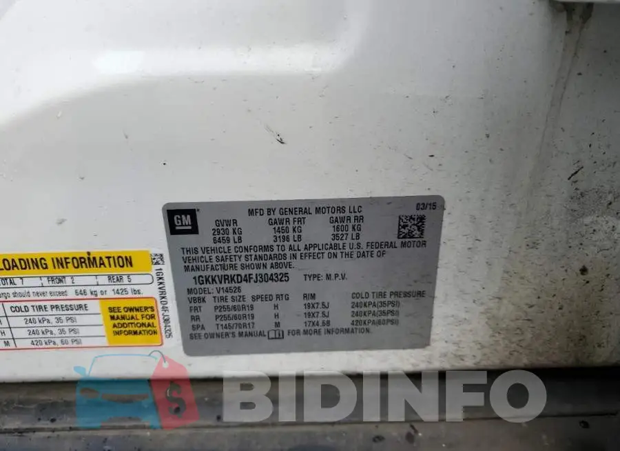 1GKKVRKD4FJ304325 Photo# 13
