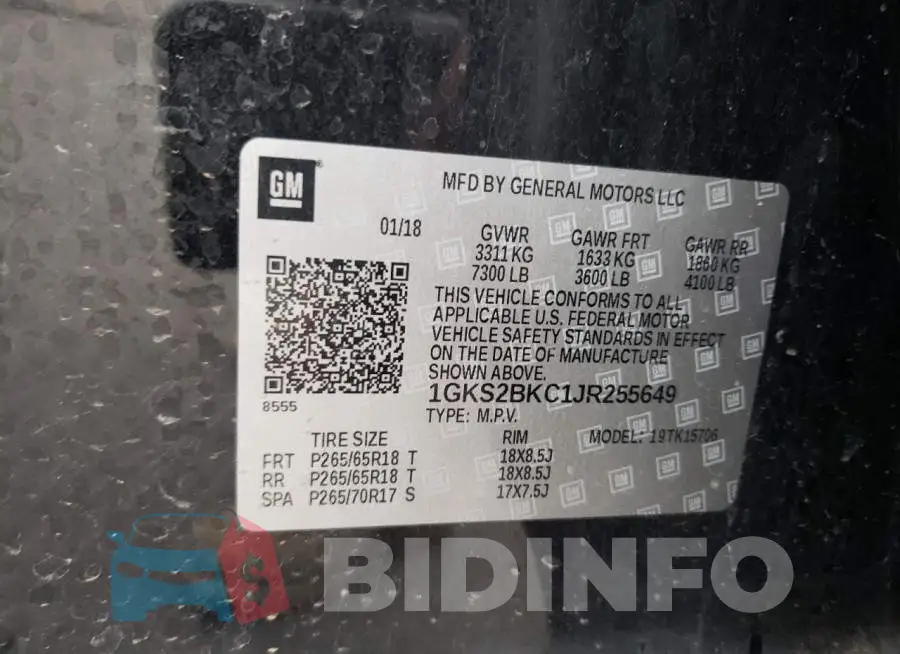 1GKS2BKC1JR255649 Photo# 14