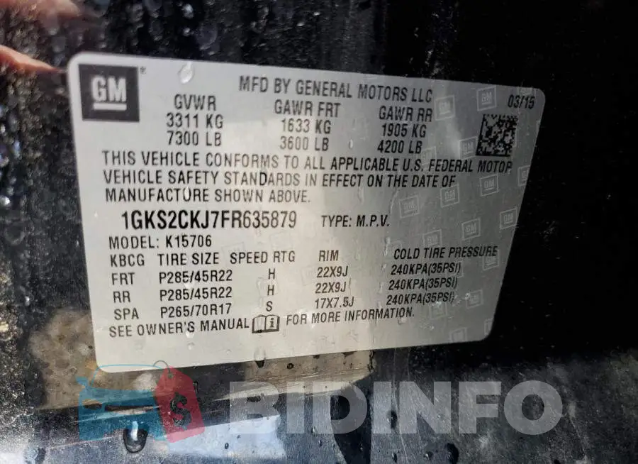 1GKS2CKJ7FR635879 Photo# 13
