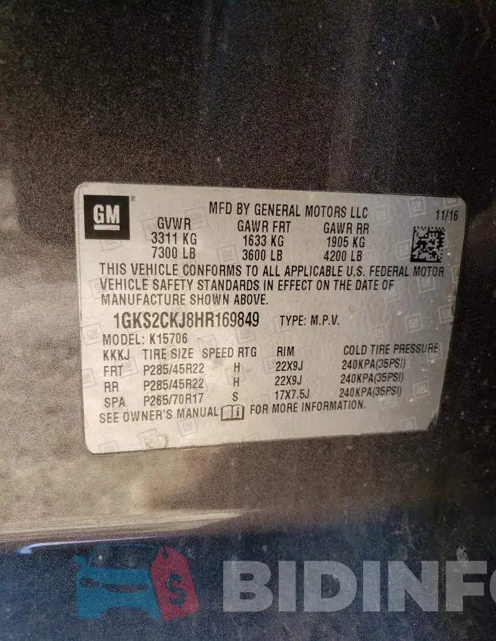 1GKS2CKJ8HR169849 Photo# 13