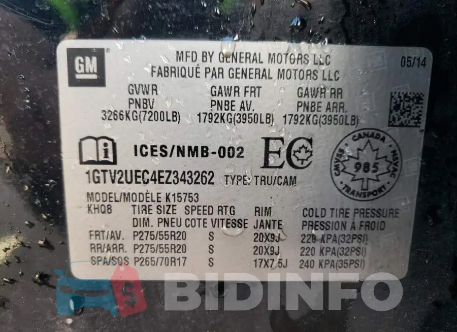 1GTV2UEC4EZ343262 Photo# 12