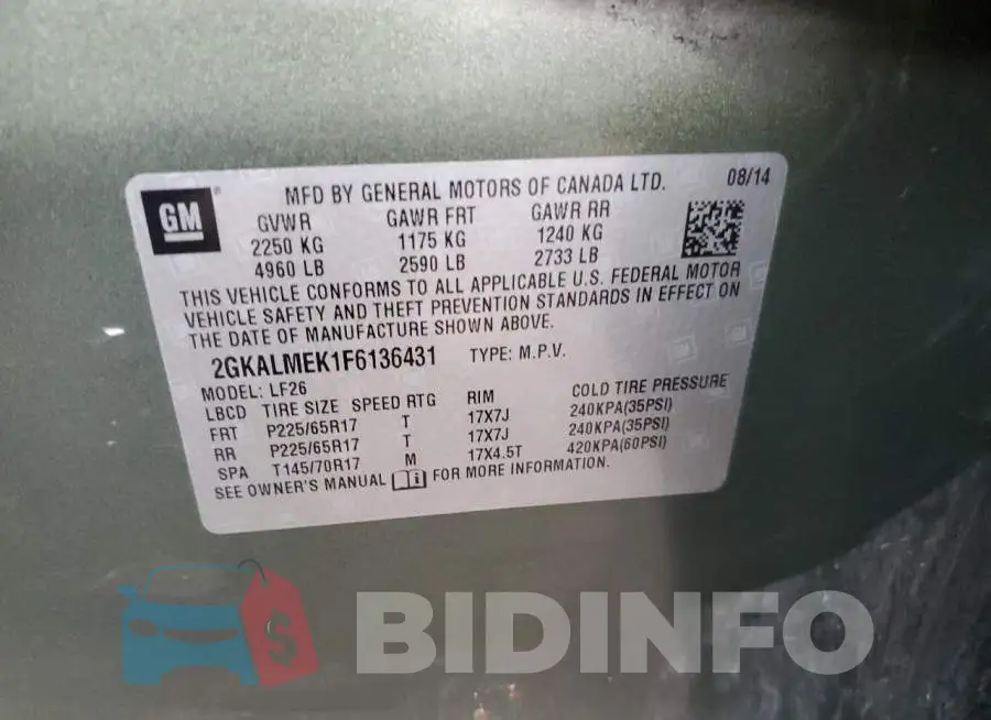 2GKALMEK1F6136431 Photo# 14