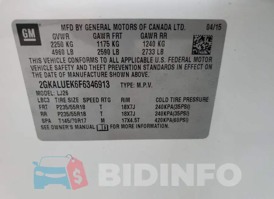 2GKALUEK6F6346913 Photo# 13