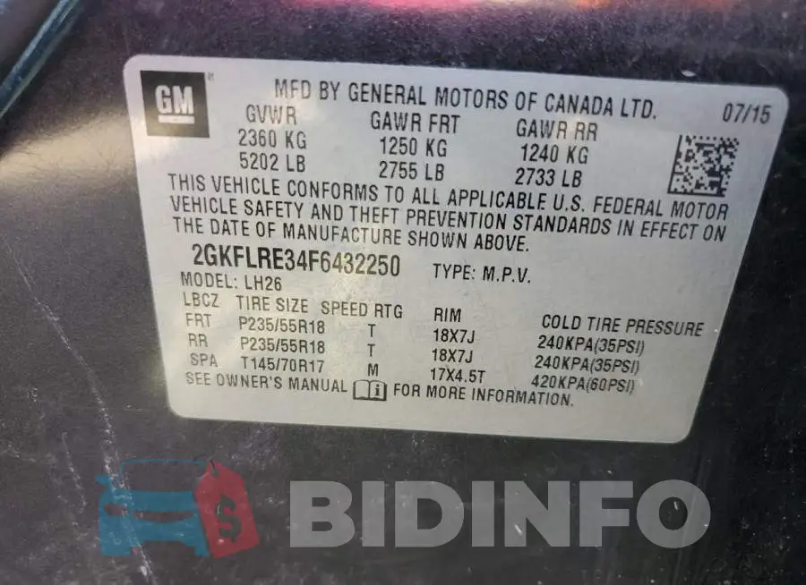 2GKFLRE34F6432250 Photo# 13