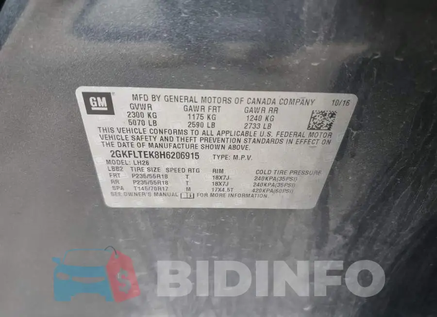 2GKFLTEK8H6206915 Photo# 13