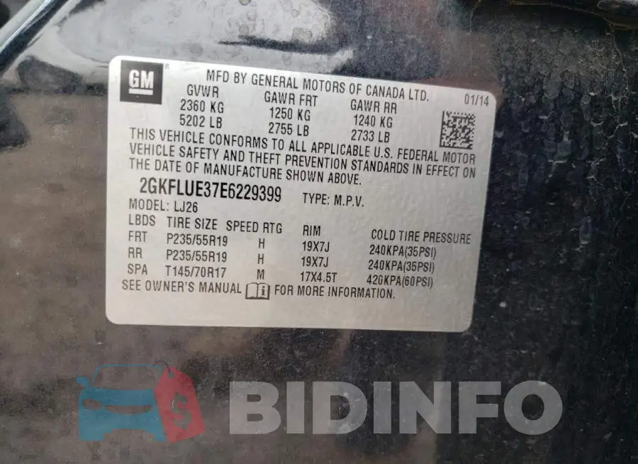 2GKFLUE37E6229399 Photo# 13