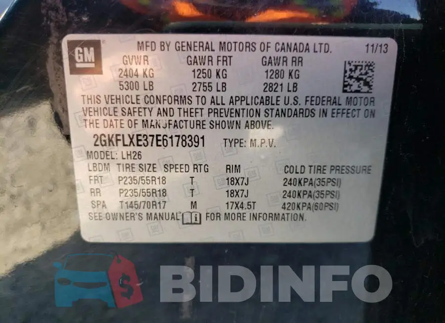 2GKFLXE37E6178391 Photo# 13