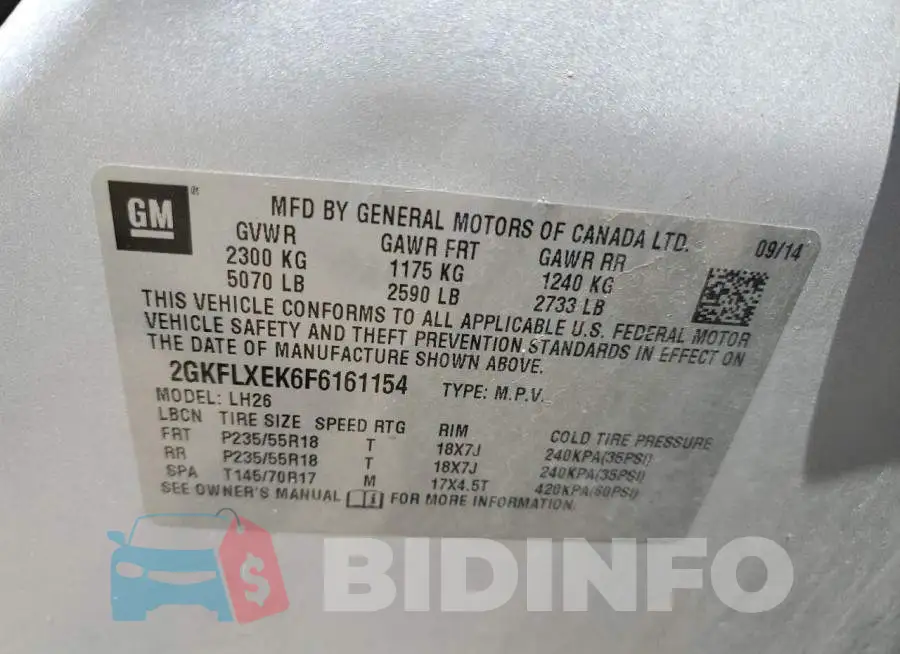 2GKFLXEK6F6161154 Photo# 12