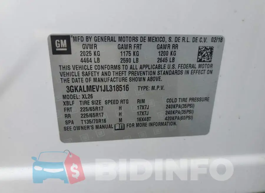 3GKALMEV1JL318516 Photo# 12