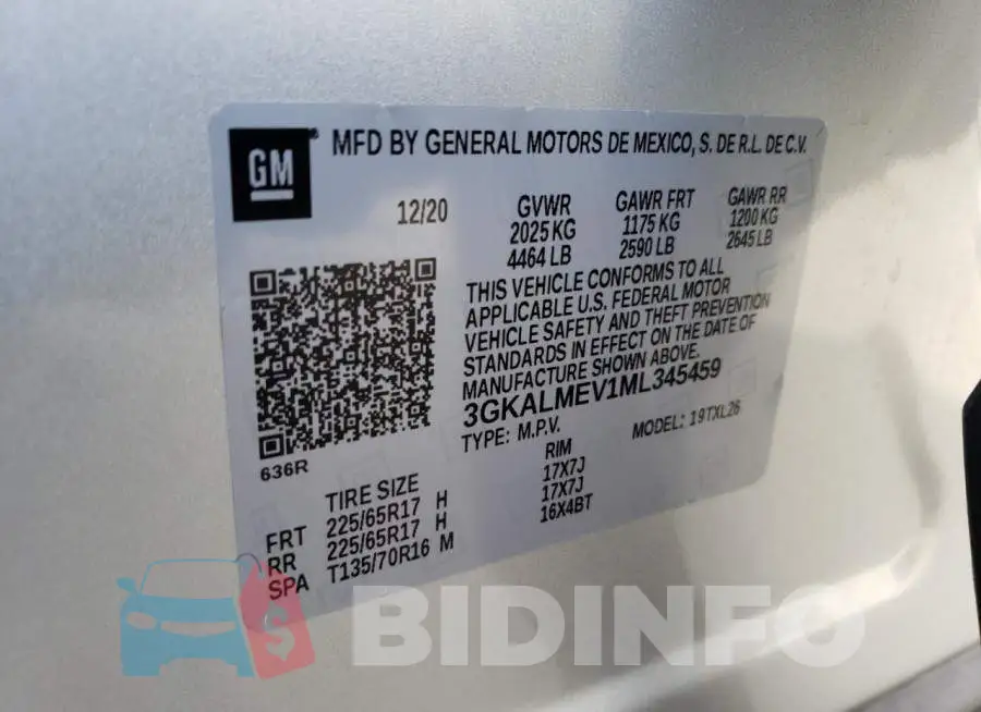 3GKALMEV1ML345459 Photo# 13