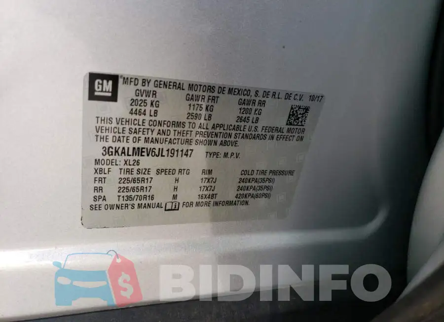 3GKALMEV6JL191147 Photo# 12