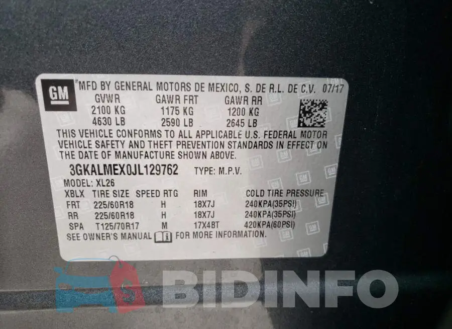 3GKALMEX0JL129762 Photo# 13