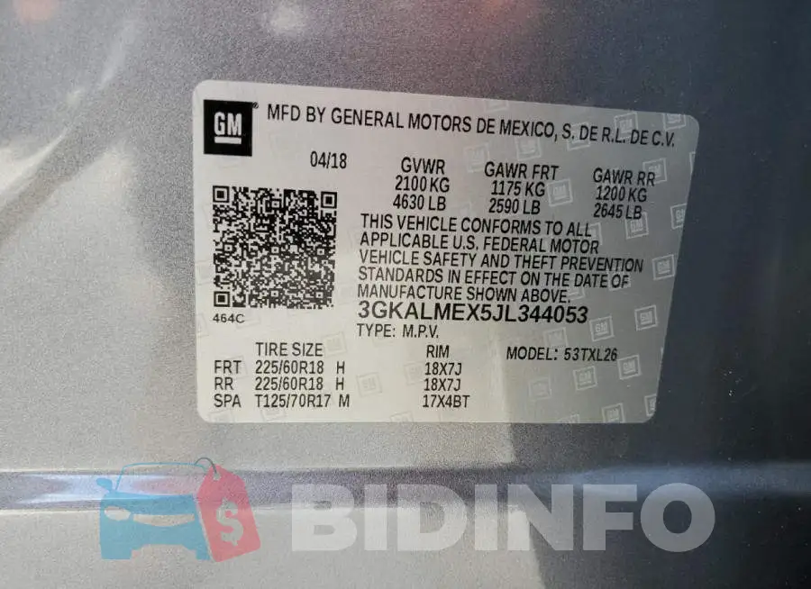 3GKALMEX5JL344053 Photo# 13