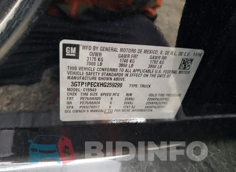 3GTP1PECXHG259299 Photo# 13