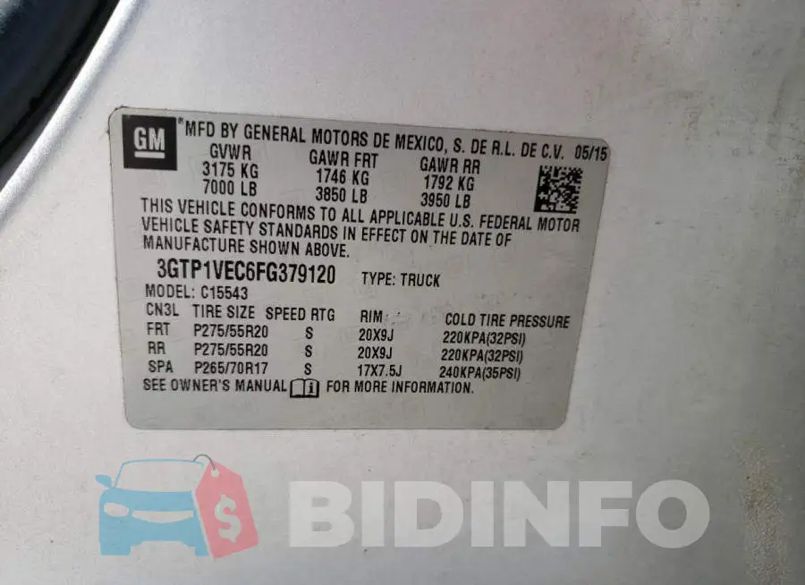 3GTP1VEC6FG379120 Photo# 12