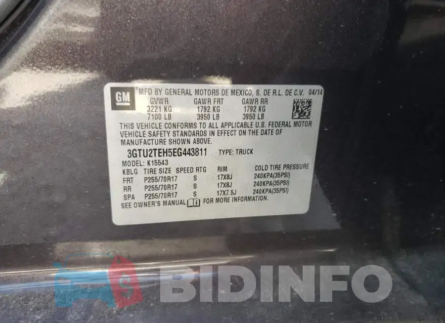 3GTU2TEH5EG443811 Photo# 12