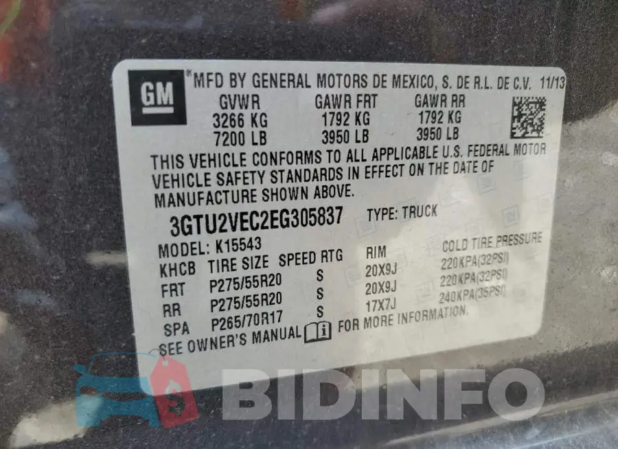3GTU2VEC2EG305837 Photo# 12