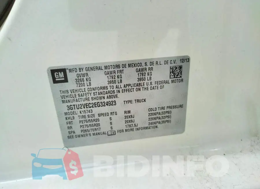3GTU2VEC2EG324923 Photo# 12